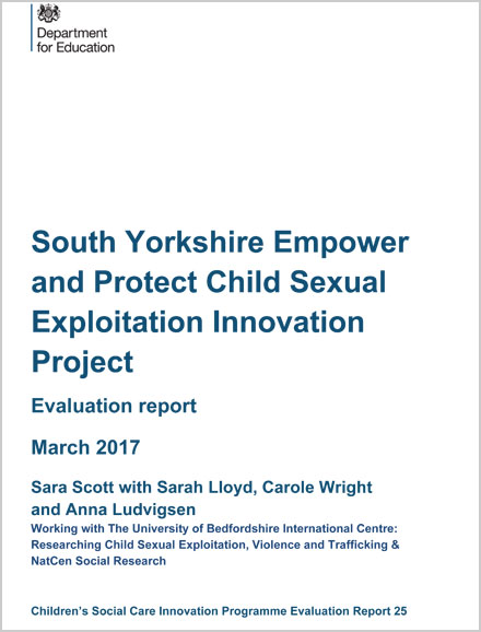 South Yorkshire Empower and Protect Child Sexual Exploitation Innovation Project Evaluation report