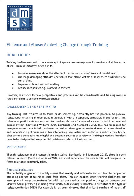 Violence and Abuse: Achieving Change through Training